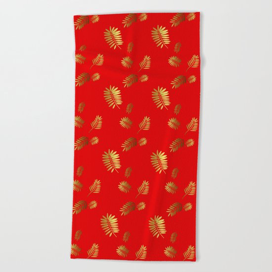 Tropical Pattern Red Beach Towel