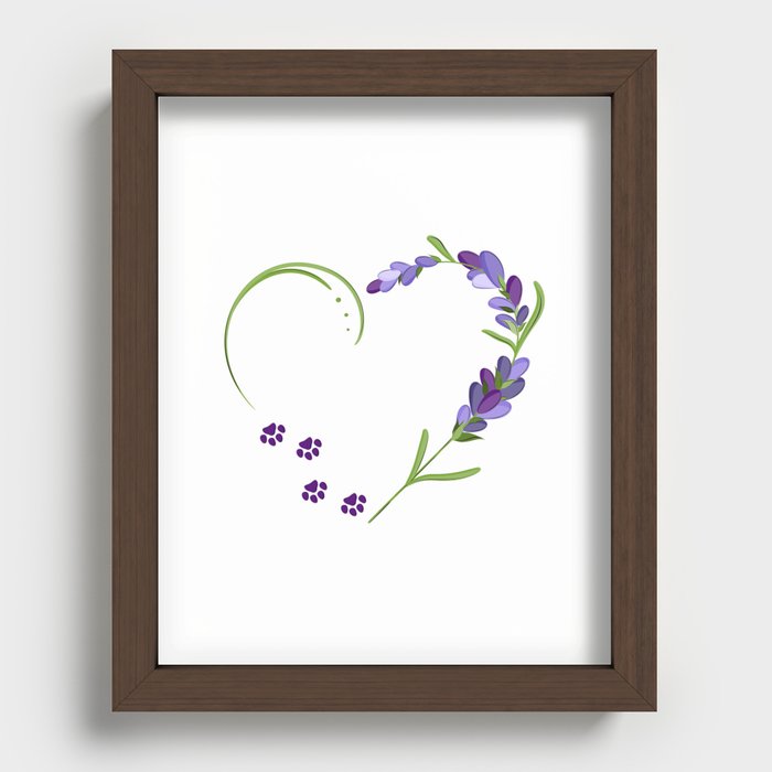 Lavender heart and cat tracks Recessed Framed Print