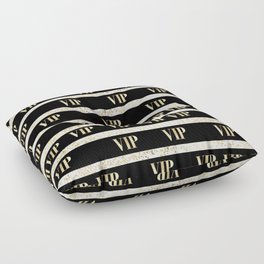 Elegant black gold VIP typography confetti stripes Floor Pillow
