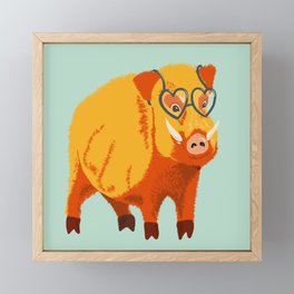Funny Boar Pig Cute Geek Framed Mini Art Print