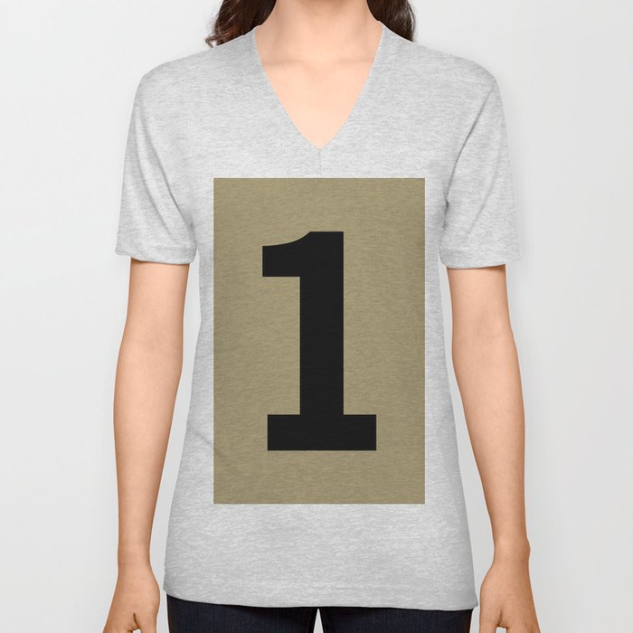 Number 1 (Black & Sand) V Neck T Shirt
