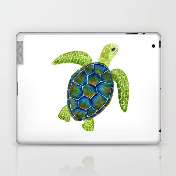 Cute Sea Turtle - Blues and Greens Laptop & iPad Skin