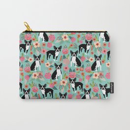 Boston Terrier floral dog breed pet art must have boston terriers gifts Carry-All Pouch