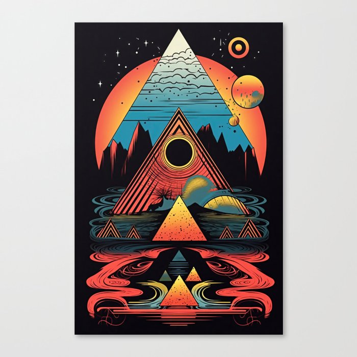 80s Abstract Retro Triangles Canvas Print