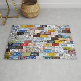 State License Plate Collage Area & Throw Rug