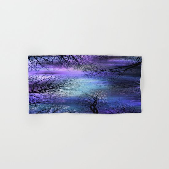 Black Trees Purple Blue Abstract Sky Hand & Bath Towel