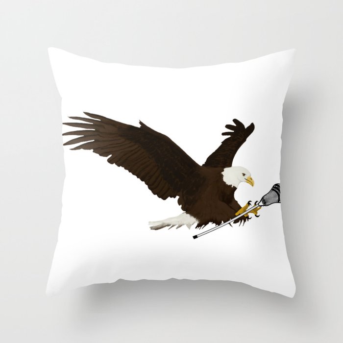 Lacrosse Eagle Throw Pillow