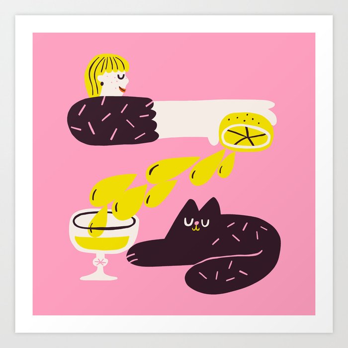 Lemon Zest and a Cat, Letter Z Art Print