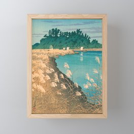 Kawase Hasui, Late Autumn At Ichikawa - Vintage Japanese Woodblock Print Framed Mini Art Print