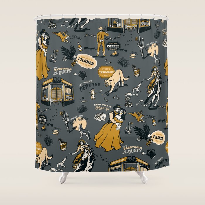 Cool Vintage Western Pattern With Cowboys, Cowgirls, Saloons & Horses