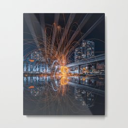Electric Spider Metal Print | Canada, Night, Water, Digital, Steelwool, Color, Long Exposure, Reflection, Urban, Photo 