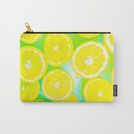 juicy yellow lemon pattern abstract with green background Carry-All Pouch