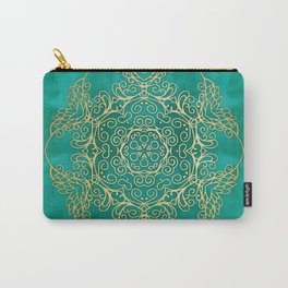 Turquoise & Gold Mandala Carry-All Pouch