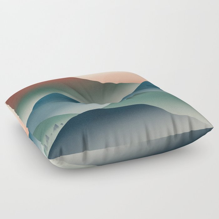 The volcanic mountain range Floor Pillow