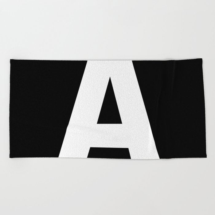 Letter A (White & Black) Beach Towel