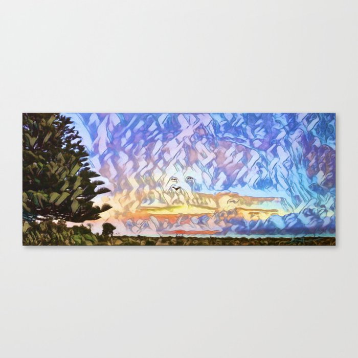 Norfolk Pine Tree at Sunset Canvas Print
