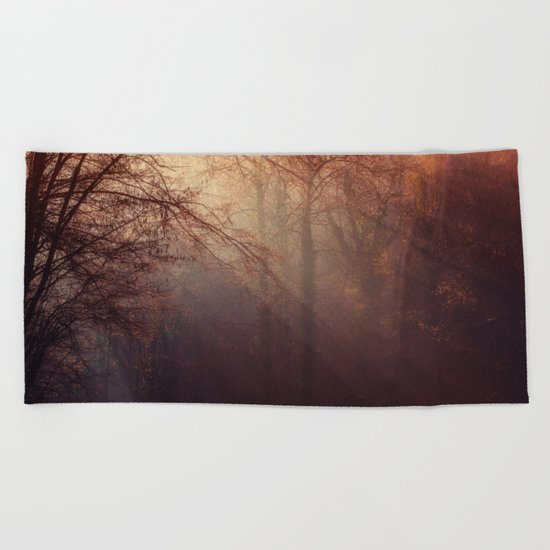 fall forest Beach Towel