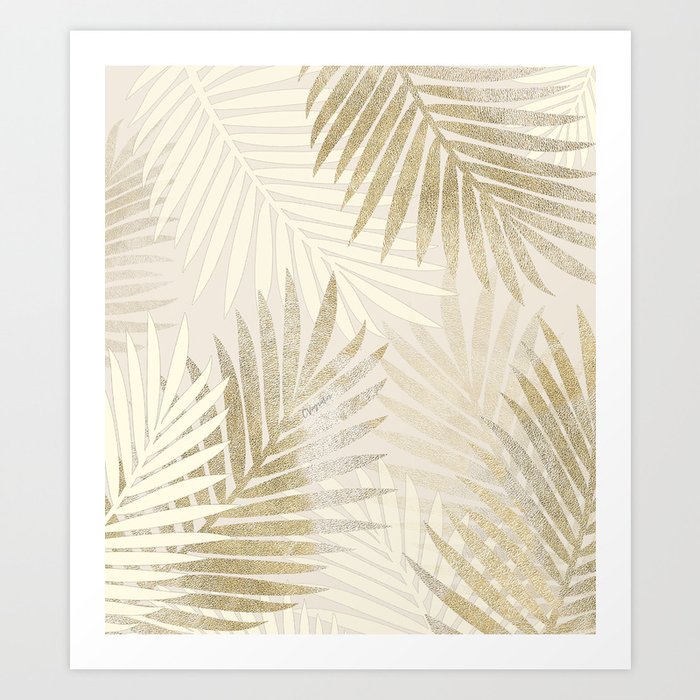 Relaxing Palms-Gold Art Print