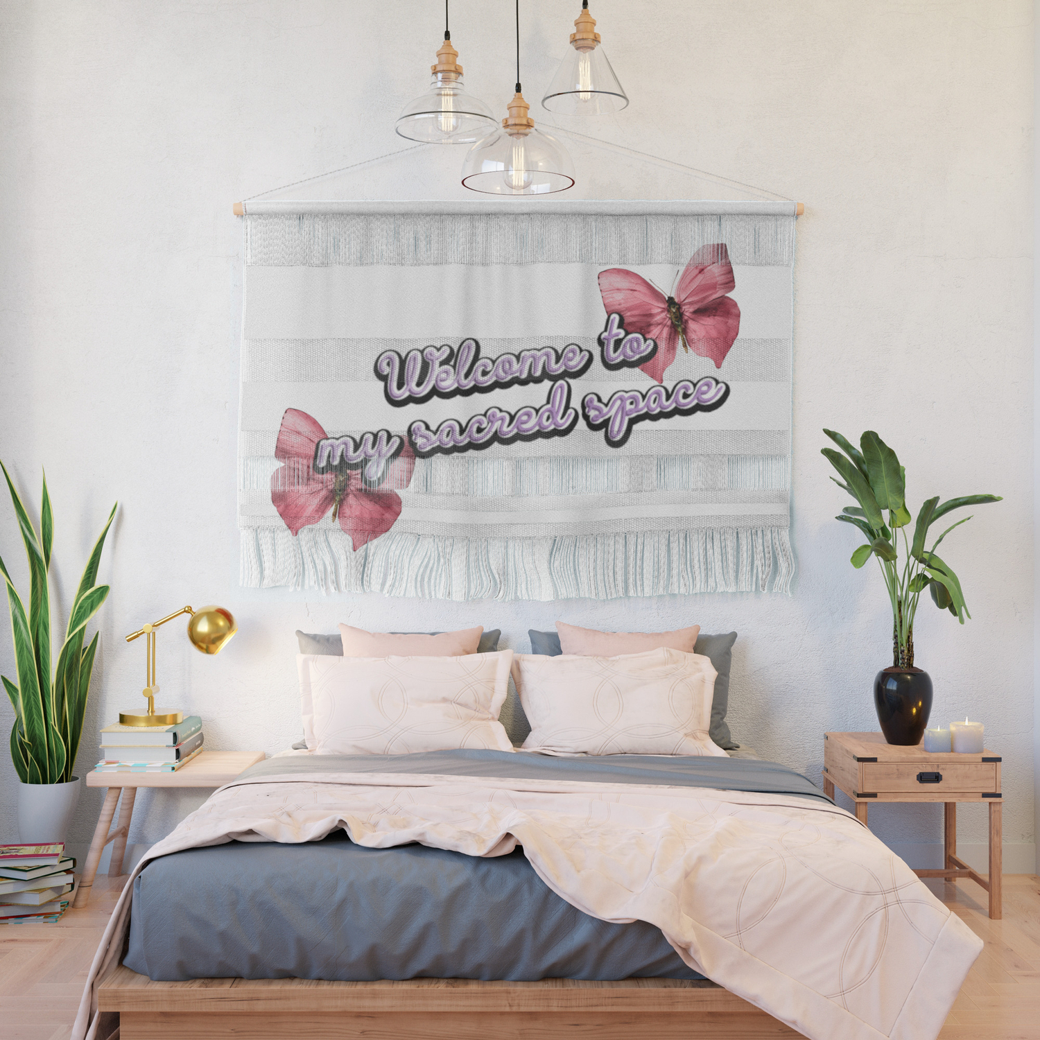 Welcome To My Sacred Space Butterfly Aesthetic Quote Art Wall Hanging By Fentyguava Society6