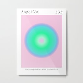 Angel Number 333 Metal Print | Spiritual, Intuition, Angelnumber, Green, Aura, 333, Graphicdesign, Digital, Pink 