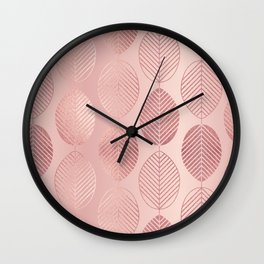 Rose Gold Leaf Pattern Wall Clock