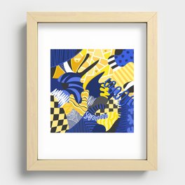 Abstract geometric colorful pattern with blue and yellow tones Recessed Framed Print