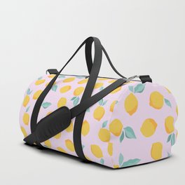 Lemons on Stem Pattern Fabric Design Limones Pink Lemonade Duffle Bag