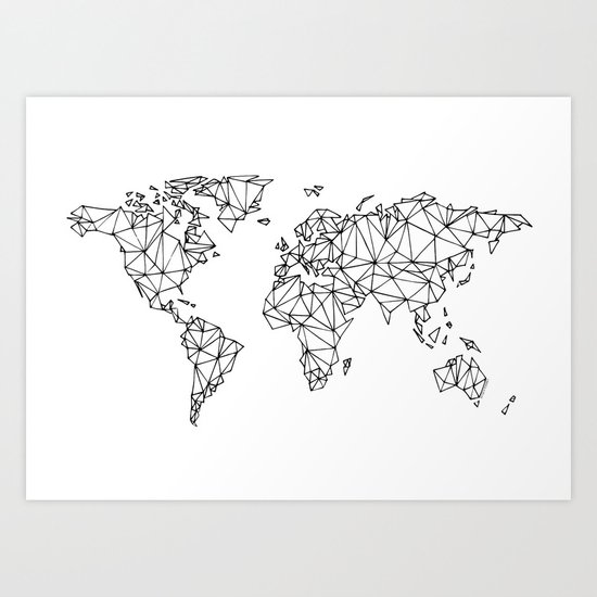 World Map White Art Print By LinneaHjelm
