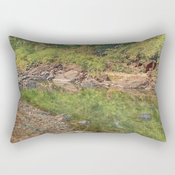 riverside impressionism painted realistic scene Rectangular Pillow