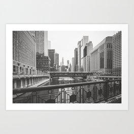 Chicago River Black and White Art Print