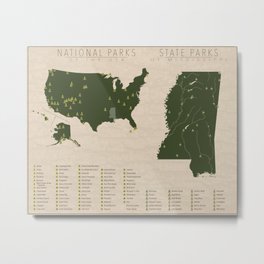 US National Parks - Mississippi Metal Print | Nationalpark, Statepark, Map, Parks, Nationalparkmap, Stateparkmap, Usmap, Mississippi, Graphicdesign, Mississippiparks 