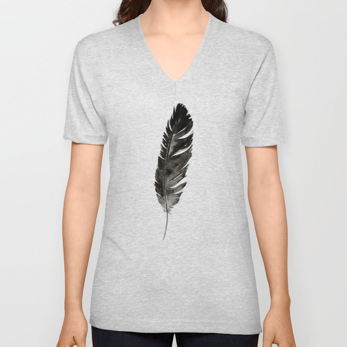 Feathers V Neck T Shirt