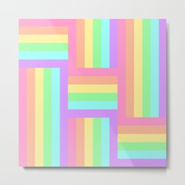 Woven Rainbow 2 Metal Print | Abstract, Weave, Retro, Colorful, Geometric, Basket, Pastel, Digital, Striped, Rainbow 