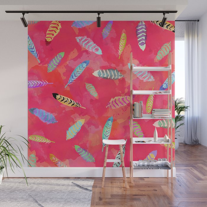 Sunset Feathers Wall Mural