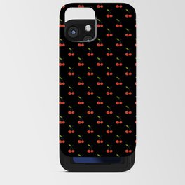 Cherry Seamless Pattern On Black Background iPhone Card Case