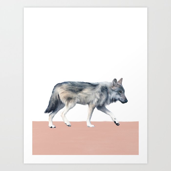 Discover the motif WOLF ON BLUSH by Amy Hamilton as a print at TOPPOSTER