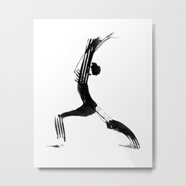 Moder black and white, minimalist ink figure yoga drawing, yoga illustration, yoga pose, yoga art Metal Print