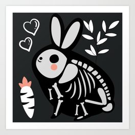 My Skeleton Friends - Rabbit Art Print