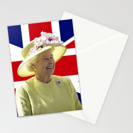 Queen Elizabeth II with British Flag Stationery Card