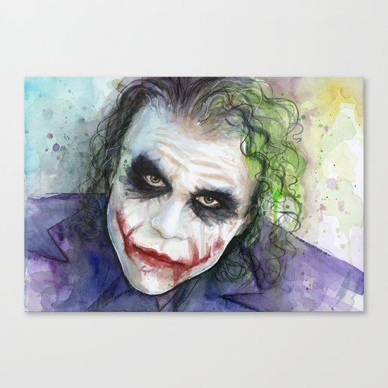 The Joker Watercolor Canvas Print