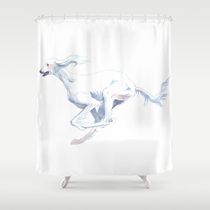 The Completely White Saluki  Shower Curtain