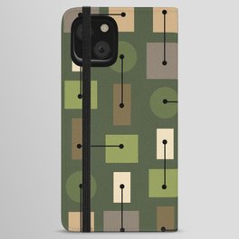 Atomic Age Simple Shapes Green Brown 2 iPhone Wallet Case