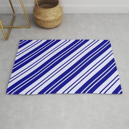 [ Thumbnail: Dark Blue and Lavender Colored Lines Pattern Rug ]