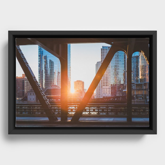 Chicago Sunset Framed Canvas