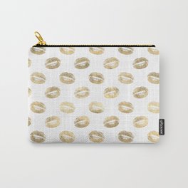 White & Gold Lip Pattern Carry-All Pouch