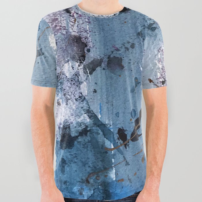 Breathe [6]: colorful abstract in black, blue, purple, gold and white All Over Graphic Tee