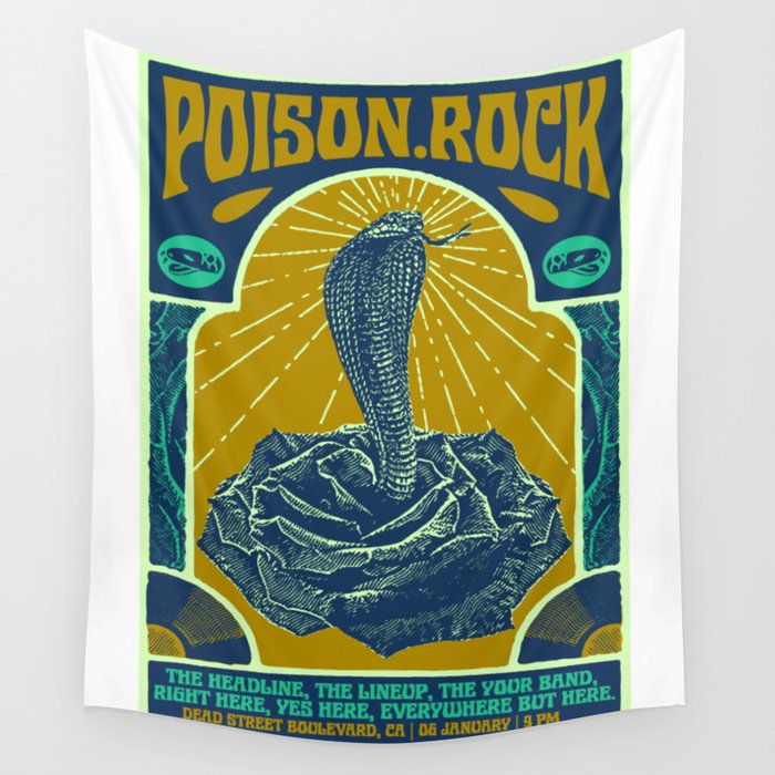 Poison Rock Poster Mustard Wall Tapestry