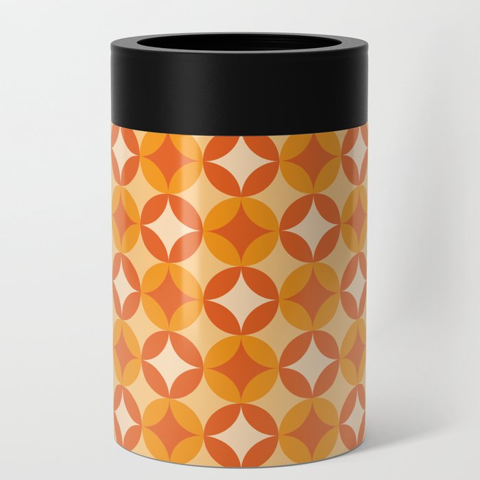 Orange Four Leaf circle tile geometric pattern. Digital Illustration background Can Cooler