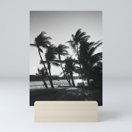 black and white palm trees Mini Art Print