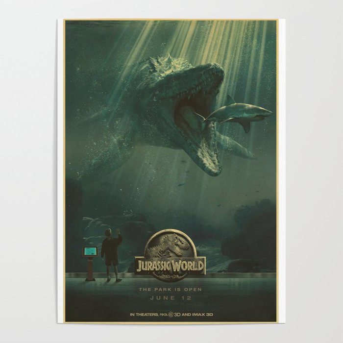 JURASSIC WORLD MOVIE POSTER, MOSASAURUS SHARK Poster